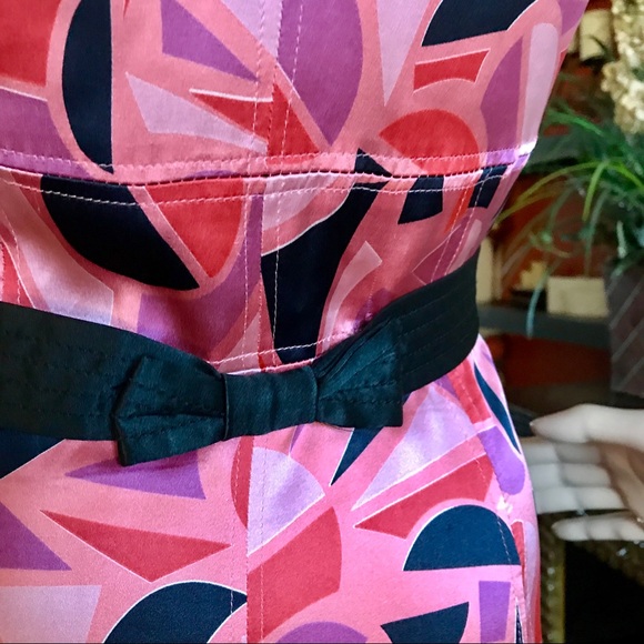 Marc Jacobs Silk Midi Dress 6 Pink Black Geometric Print Vintage Y2K Cocktail - Picture 6 of 16